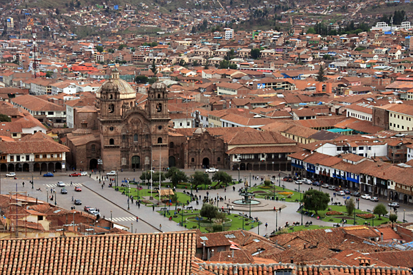 Plaza de Armas vue d'en haut à Cusco